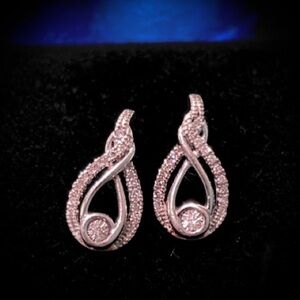 JWBR Jane Seymour Diamond Sterling 925 Interwoven Pear Drop Earrings 5/8"
